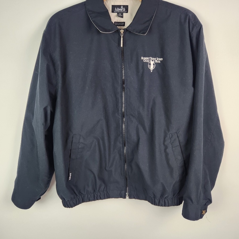 Ashworth Weather Mens Black Golf Jacket Size L Robert Trent Jones Logo